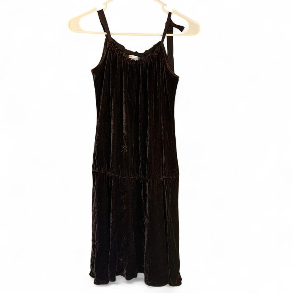 VINCE Velvet Raisin Brown Drop Waist Knee Length Dress Size XS
